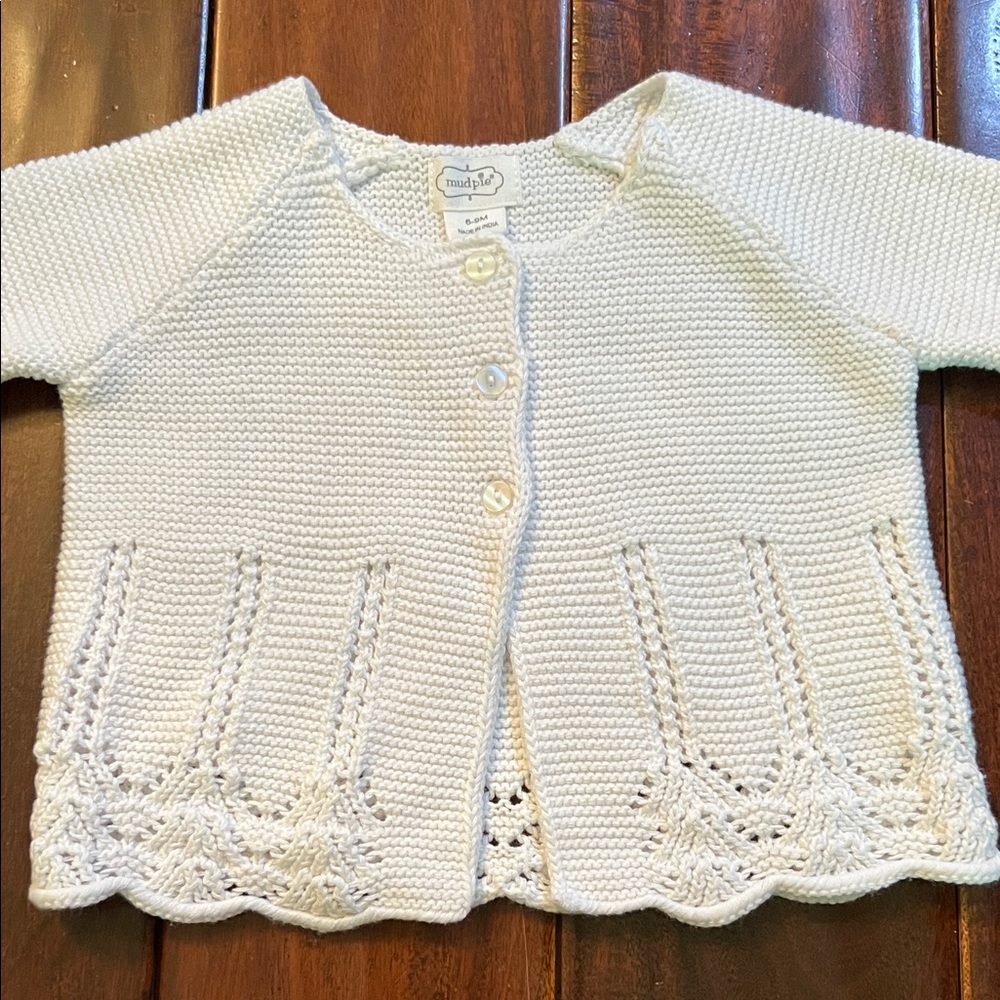 Mud Pie Ivory Knit Baby Cardigan
